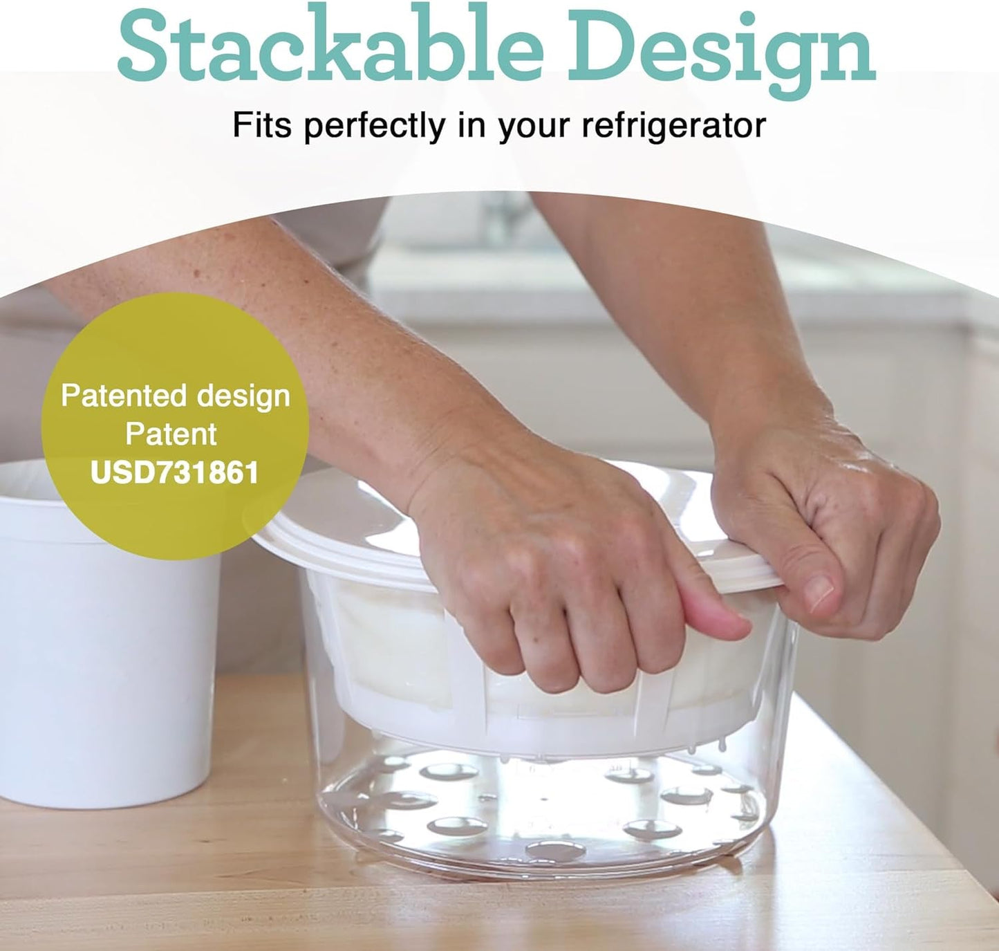 GY50 Greek Yogurt Maker with Ultra Fine Mesh Strainer Basket, BPA Free, Patented Greek Yogurt Strainer for Homemade Greek Yogurt (White)