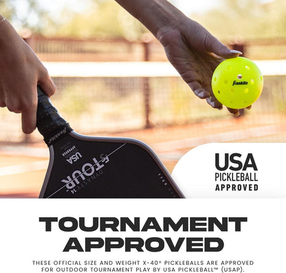 X-40 Outdoor Pickleballs - Official Ball of USA Pickleball, APP Tour + Pickleball US Open - 3 Packs, 12 Packs, 36 Pickleball Buckets, 50, 100 + 400 Bulk Packs of Regulation Pickleballs