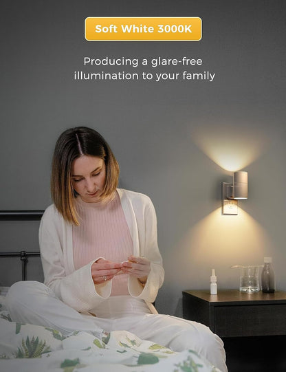 Night Light Plug In, Night Lights Plug into Wall, Light Sensor, 0-100LM, Soft White 3000K, Dimmable Night Light, Modern Nightlight for Hallway Bedroom Stairway, 2 Pack