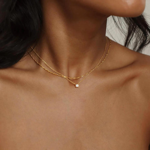 Diamond Necklaces for Women, Dainty 14K Gold/Sterling Silver Choker Necklace Simple Gold Plated CZ Jewelry Necklaces for Women Trendy Gifts