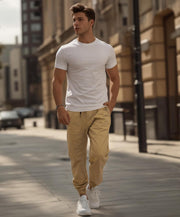 Mens Slim Fit Joggers Elastic Waist Cotton Casual Pants with Pockets Tapered Joggers XS-3XL Hiking Lounging