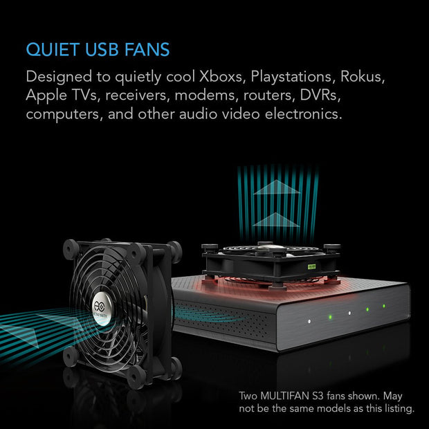 MULTIFAN S7, Quiet Dual 120Mm USB Fan, Ul-Certified for Receiver DVR Playstation Xbox Computer Cabinet Cooling
