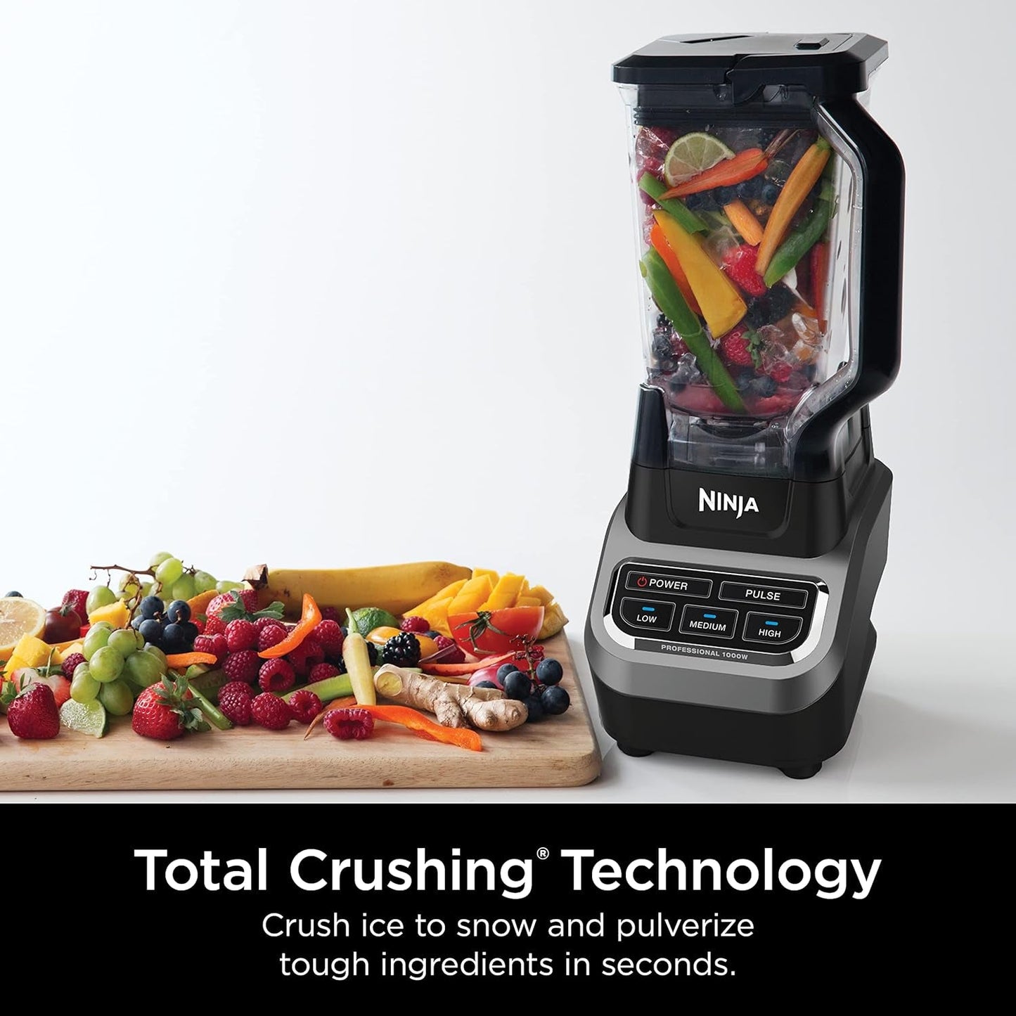 BL610 Professional 72 Oz Countertop Blender with 1000-Watt Base and Total Crushing Technology For-Smoothies, Ice and Frozen Fruit, Black