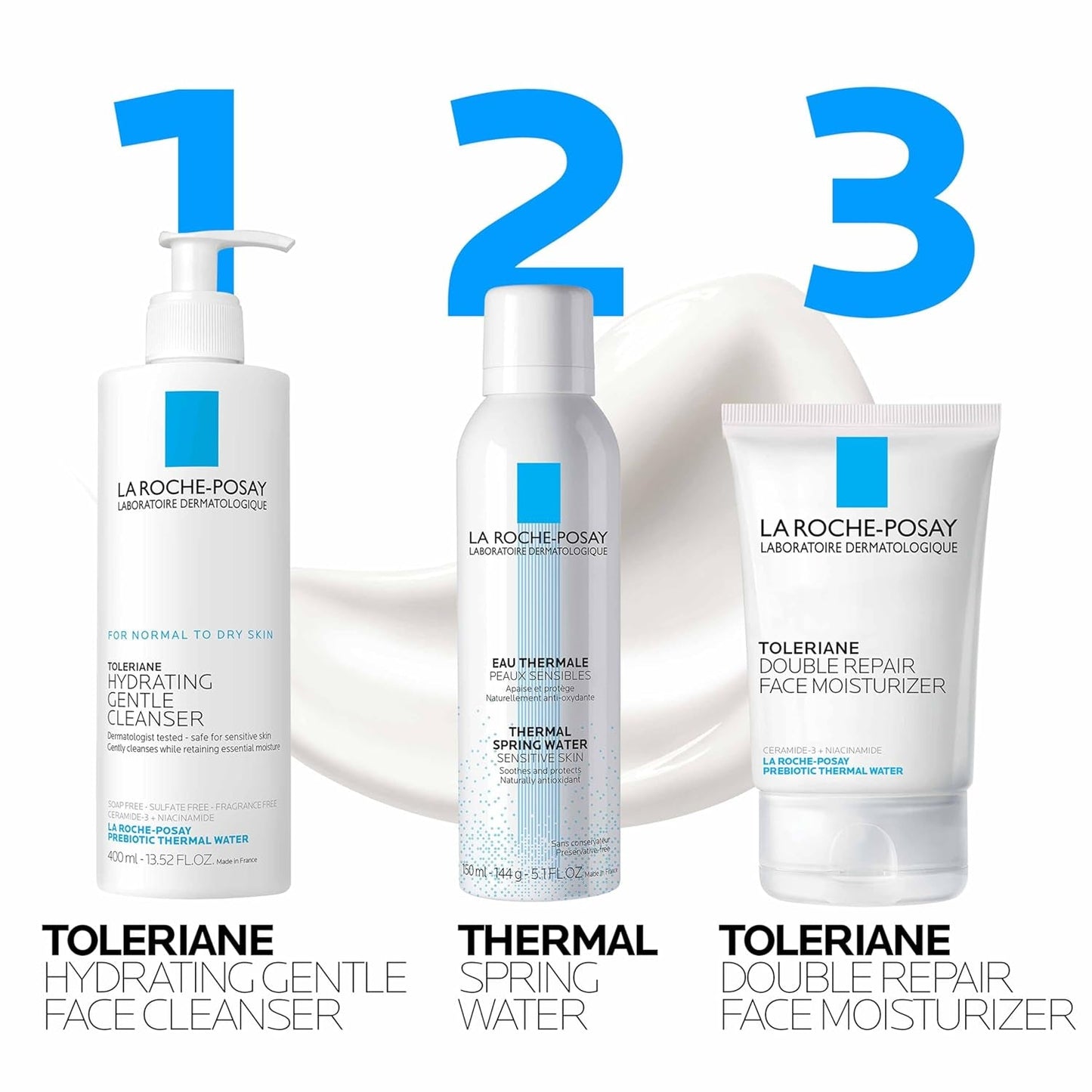 Toleriane Double Repair Face Moisturizer, Daily Moisturizer Face Cream with Ceramide and Niacinamide for All Skin Types, Oil Free, Fragrance Free