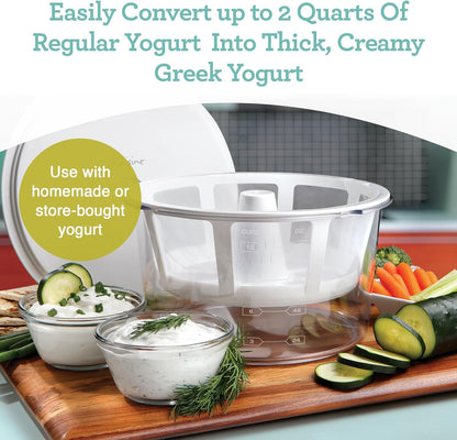 GY50 Greek Yogurt Maker with Ultra Fine Mesh Strainer Basket, BPA Free, Patented Greek Yogurt Strainer for Homemade Greek Yogurt (White)