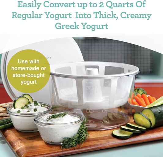 GY50 Greek Yogurt Maker with Ultra Fine Mesh Strainer Basket, BPA Free, Patented Greek Yogurt Strainer for Homemade Greek Yogurt (White)