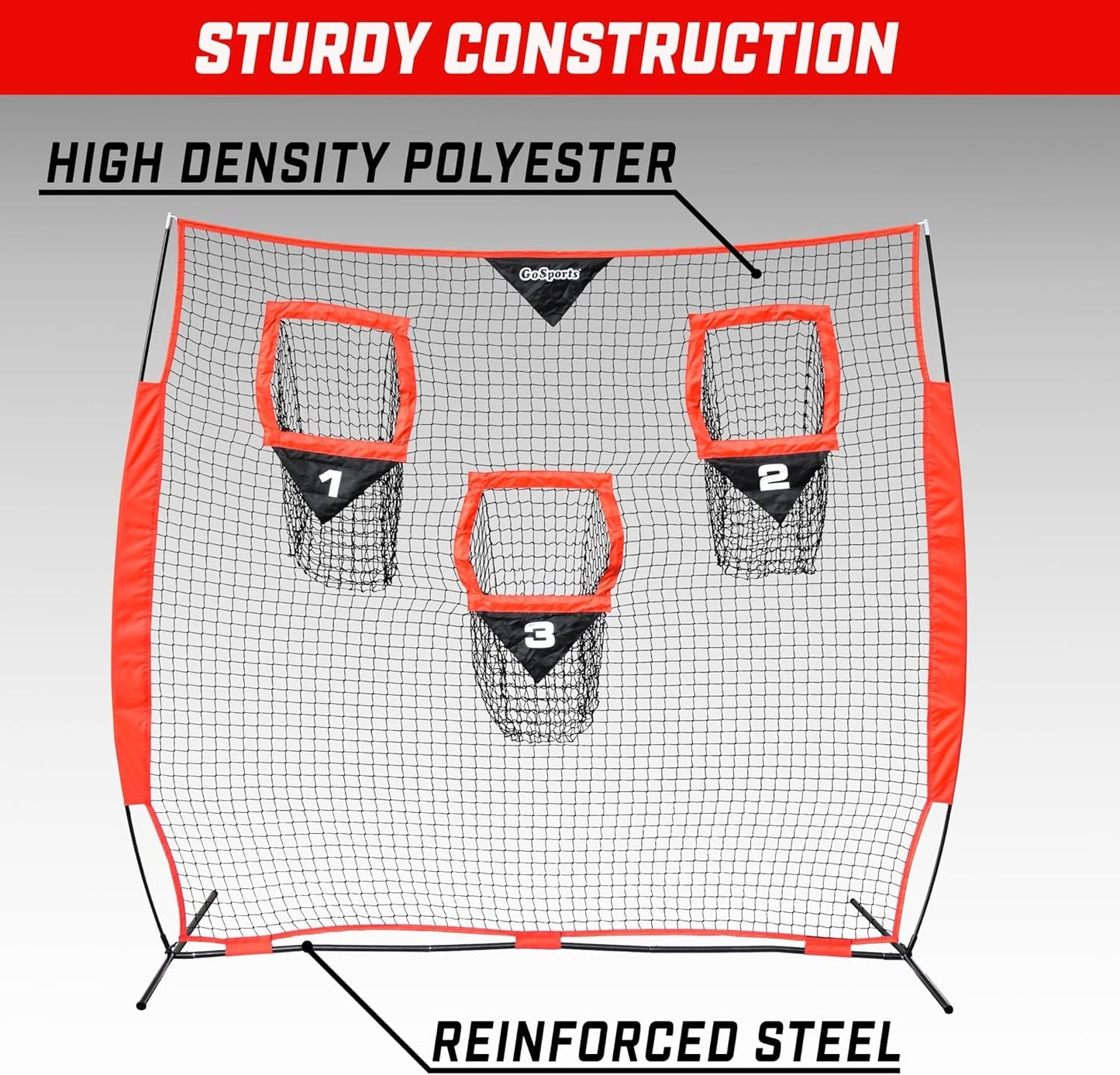 Football Throwing Net - 8 X 8 Ft or 6 X 6 Ft Nets - Choose Black or Red