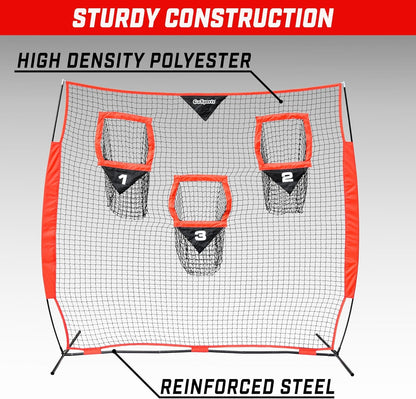 Football Throwing Net - 8 X 8 Ft or 6 X 6 Ft Nets - Choose Black or Red