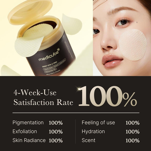 Deep Vita C Facial Pads, Vitamin C Toner Pads for Uneven Skin Tone, 500,000PPM of Vitamin Water & 3 Types of Vitamin, Hydrating & Resurfacing (70 Sheets)
