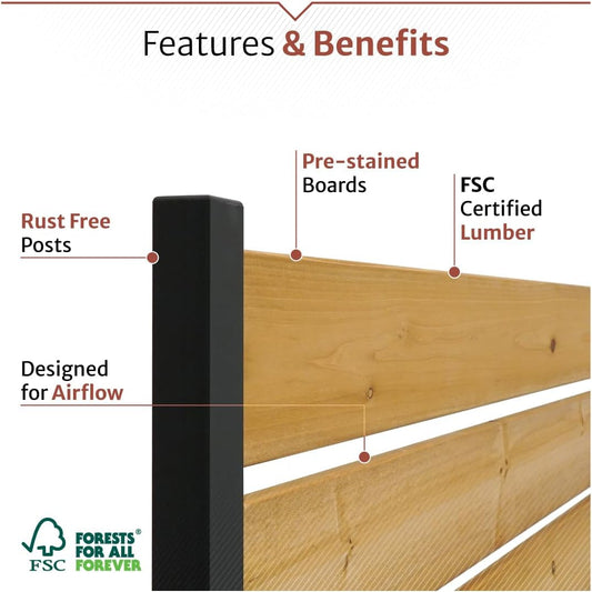 5Ft H X 3.2Ft W (1 Panel) No Dig Enclo Concord Cedar Wood Privacy Screen, Great to Hide Trash Cans, Decorative Patio Privacy Screen, Outdoor Privacy Fence Panel, Air Conditioner Fence, EC18022